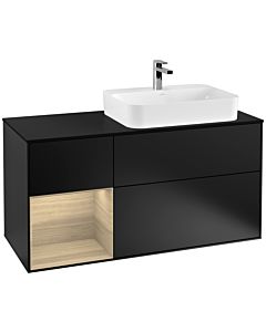 Villeroy und Boch Finion Villeroy und Boch Finion G392PCPD 120cm, cover plate black matt, Emotion, shelf left Oak Veneer , black matt lacquer