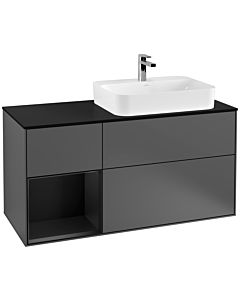 Villeroy und Boch Finion Villeroy und Boch Finion G392PDGK 120cm, cover plate black matt, Emotion, shelf left black matt lacquer, anthracite matt