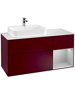 Villeroy und Boch Finion Villeroy und Boch G401GJHB 120cm, plaque de finition blanc mat, Emotion, étagère à droite gris clair mat, Peony Matt