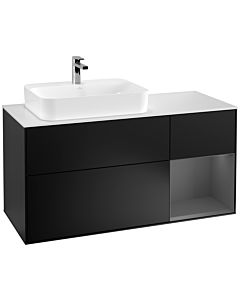 Villeroy und Boch Finion Villeroy und Boch Finion G401GKPD 120cm, cover plate white matt, Emotion, shelf on the right anthracite matt, black matt lacquer