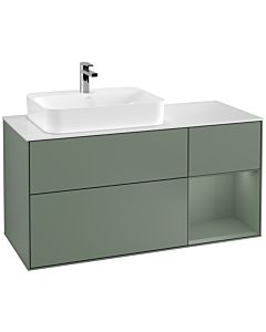 Villeroy und Boch Finion Villeroy und Boch G401GMGM 120cm, plaque de finition blanc mat, émotion, étagère à droite Olive Matt Lacquer , Olive Matt Lacquer