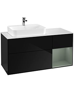 Villeroy und Boch Finion Villeroy und Boch G401GMPH 120cm, plaque de finition blanc mat, émotion, étagère à droite Olive Matt Lacquer , Glossy Black Lacquer