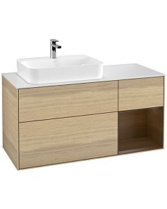 Villeroy und Boch Finion Villeroy und Boch G401GNPC 120cm, plaque de finition blanc mat, émotion, étagère à droite placage noyer, Oak Veneer