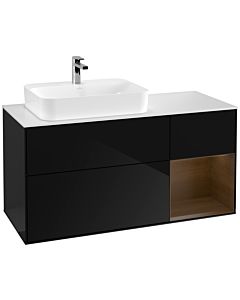 Villeroy und Boch Finion Villeroy und Boch Finion G401GNPH 120cm, cover plate white matt, Emotion, shelf on the right Glossy Black Lacquer veneer, Glossy Black Lacquer