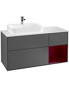 Villeroy und Boch Finion Villeroy und Boch Finion G401HBGK 120cm, cover plate white matt, Emotion, shelf on the right Peony , anthracite matt