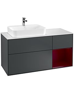 Villeroy und Boch Finion Waschtischunterschrank G401HBHG 120cm, Abdeckplatte white matt, Emotion, Regal rechts Peony, Midnight Blue Matt Lacquer