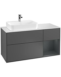 Villeroy und Boch Finion Villeroy und Boch G401HGGK 120cm, plaque de recouvrement blanc mat, émotion, étagère à droite Midnight Blue Matt Lacquer , anthracite mat