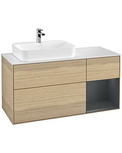 Villeroy und Boch Finion Villeroy und Boch G401HGPC 120cm, plaque de finition blanc mat, émotion, étagère à droite Midnight Blue Matt Lacquer , Oak Veneer