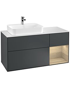 Villeroy und Boch Finion Waschtischunterschrank G401PCHG 120cm, Abdeckplatte white matt, Emotion, Regal rechts Oak Veneer, Midnight Blue Matt Lacquer
