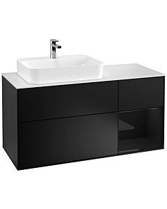 Villeroy und Boch Finion Villeroy und Boch G401PHPD 120cm, couvercle blanc mat, Emotion, étagère à droite Glossy Black Lacquer , laqué noir mat