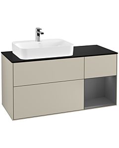 Villeroy und Boch Finion Villeroy und Boch G402GKHH 120cm, plaque de finition noir mat, Emotion, étagère à droite Anthracite mat, Sand Matt Lacquer