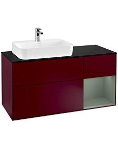 Villeroy und Boch Finion Villeroy und Boch Finion G402GMHB 120cm, cover plate black matt, Emotion, shelf on the right Olive Matt Lacquer , Peony Matt