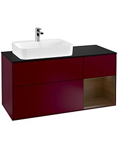 Villeroy und Boch Finion Villeroy und Boch G402GNHB 120cm, plaque de finition noir mat, Emotion, étagère à droite placage noyer, Peony Matt