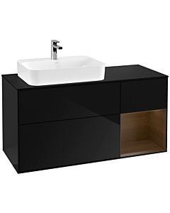 Villeroy und Boch Finion Villeroy und Boch Finion G402GNPH 120cm, cover plate black matt, Emotion, shelf on the right Glossy Black Lacquer veneer, Glossy Black Lacquer