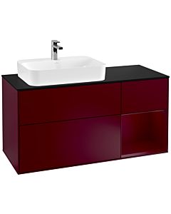 Villeroy und Boch Finion Villeroy und Boch G402HBHB 120cm, plaque de finition noir mat, Emotion, étagère à droite Peony , Peony Matt