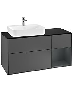 Villeroy und Boch Finion Waschtischunterschrank G402HGGK 120cm, Abdeckplatte black matt, Emotion, Regal rechts Midnight Blue Matt Lacquer, Anthracite matt