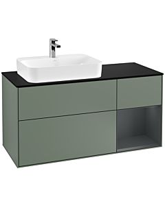 Villeroy und Boch Finion Waschtischunterschrank G402HGGM 120cm, Abdeckplatte black matt, Emotion, Regal rechts Midnight Blue Matt Lacquer, Olive Matt Lacquer