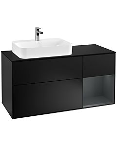 Villeroy und Boch Finion Villeroy und Boch G402HGPD 120cm, plaque de finition noir mat, Emotion, étagère à droite Midnight Blue Matt Lacquer , laqué noir mat