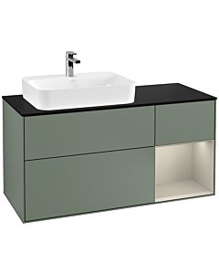 Villeroy und Boch Finion Villeroy und Boch Finion G402HHGM 120cm, cover plate black matt, Emotion, shelf on the right Sand matt, Olive Matt Lacquer