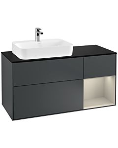 Villeroy und Boch Finion Villeroy und Boch Finion G402HHHG 120cm, cover plate black matt, Emotion, shelf on the right Sand matt, midnight Blue Matt Lacquer