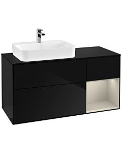 Villeroy und Boch Finion Villeroy und Boch Finion G402HHPH 120cm, cover plate black matt, Emotion, shelf right Sand matt, Glossy Black Lacquer