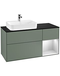 Villeroy und Boch Finion Villeroy und Boch Finion G402MTGM 120cm, cover plate black matt, Emotion, shelf on the right white matt lacquer, Olive Matt Lacquer