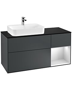 Villeroy und Boch Finion Villeroy und Boch Finion G402MTHG 120cm, cover plate black matt, Emotion, shelf on the right white matt lacquer, midnight Blue Matt Lacquer