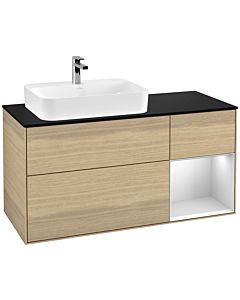 Villeroy und Boch Finion Villeroy und Boch Finion G402MTPC 120cm, cover plate black matt, Emotion, shelf right white matt lacquer, Oak Veneer
