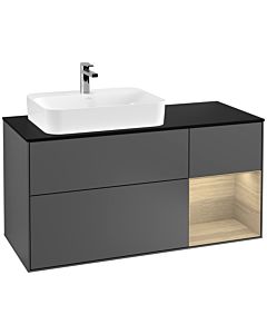 Villeroy und Boch Finion Villeroy und Boch Finion G402PCGK 120cm, cover plate black matt, Emotion, shelf right Oak Veneer , anthracite matt