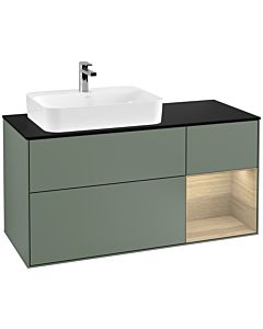 Villeroy und Boch Finion Villeroy und Boch Finion G402PCGM 120cm, cover plate black matt, Emotion, shelf on the right Oak Veneer , Olive Matt Lacquer
