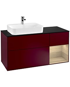 Villeroy und Boch Finion Villeroy und Boch G402PCHB 120cm, plaque de finition noir mat, Emotion, étagère à droite Oak Veneer , Peony Matt