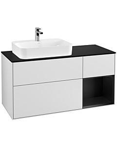 Villeroy und Boch Finion Villeroy und Boch Finion G402PDMT 120cm, cover plate black matt, Emotion, shelf on the right black matt lacquer, white matt lacquer