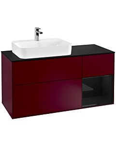 Villeroy und Boch Finion Villeroy und Boch G402PHHB 120cm, plaque de finition noir mat, Emotion, étagère à droite Glossy Black Lacquer , Peony Matt