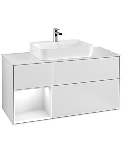 Villeroy und Boch Finion Villeroy und Boch Finion G411GFMT 120cm, cover plate white matt, Emotion, shelf left Glossy white lacquer, white matt lacquer