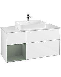 Villeroy und Boch Finion Villeroy und Boch Finion G411GMGF 120cm, cover plate white matt, Emotion, shelf left Olive Matt Lacquer , glossy white lacquer