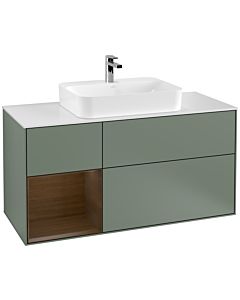 Villeroy und Boch Finion Villeroy und Boch Finion G411GNGM 120cm, cover plate white matt, Emotion, shelf left Olive Matt Lacquer veneer, Olive Matt Lacquer