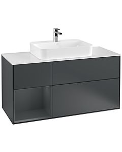 Villeroy und Boch Finion Waschtischunterschrank G411HGHG 120cm, Abdeckplatte white matt, Emotion, Regal links Midnight Blue Matt Lacquer, Midnight Blue Matt Lacquer
