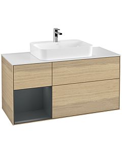 Villeroy und Boch Finion Villeroy und Boch Finion G411HGPC 120cm, cover plate white matt, Emotion, shelf left Midnight Blue Matt Lacquer , Oak Veneer