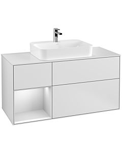 Villeroy und Boch Finion Waschtischunterschrank G411MTMT 120cm, Abdeckplatte white matt, Emotion, Regal links White matt lacquer, White matt lacquer
