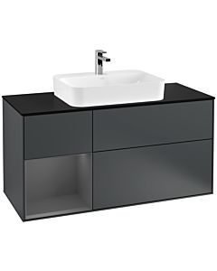 Villeroy und Boch Finion Villeroy und Boch Finion G412GKHG 120cm, cover plate black matt, Emotion, shelf left anthracite matt, midnight Blue Matt Lacquer