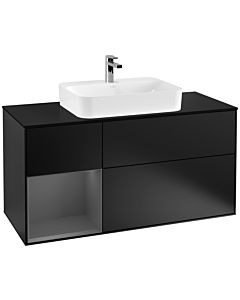 Villeroy und Boch Finion Villeroy und Boch Finion G412GKPD 120cm, cover plate black matt, Emotion, shelf left anthracite matt, black matt lacquer