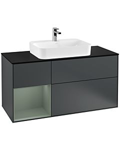 Villeroy und Boch Finion Villeroy und Boch Finion G412GMHG 120cm, cover plate black matt, Emotion, shelf left Olive Matt Lacquer , Midnight Blue Matt Lacquer