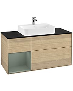 Villeroy und Boch Finion Villeroy und Boch Finion G412GMPC 120cm, cover plate black matt, Emotion, shelf left Olive Matt Lacquer , Oak Veneer