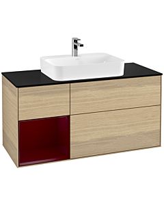 Villeroy und Boch Finion Villeroy und Boch Finion G412HBPC 120cm, cover plate black matt, Emotion, shelf left Peony , Oak Veneer