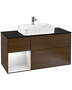 Villeroy und Boch Finion Villeroy und Boch Finion G412MTGN 120cm, cover plate black matt, Emotion, shelf left white matt lacquer, walnut veneer