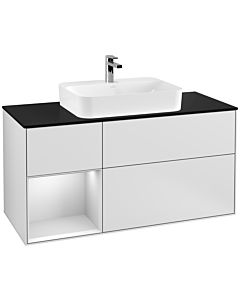 Villeroy und Boch Finion Villeroy und Boch Finion G412MTMT 120cm, cover plate black matt, Emotion, shelf left white matt lacquer, white matt lacquer