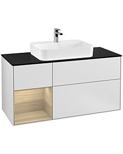 Villeroy und Boch Finion Villeroy und Boch G412PCMT 120cm, plaque de finition noir mat, Emotion, étagère à gauche Oak Veneer , laqué blanc mat