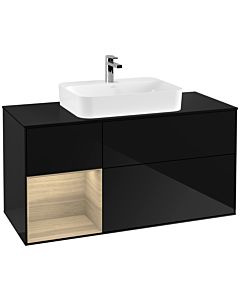 Villeroy und Boch Finion Villeroy und Boch G412PCPH 120cm, plaque de finition noir mat, Emotion, étagère à gauche Oak Veneer , Glossy Black Lacquer