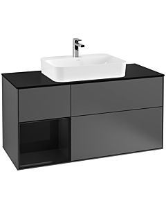 Villeroy und Boch Finion Villeroy und Boch Finion G412PHGK 120cm, cover plate black matt, Emotion, shelf left Glossy Black Lacquer , anthracite matt