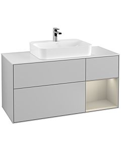 Villeroy und Boch Finion Villeroy und Boch Finion G421HHGJ 120cm, cover plate white matt, Emotion, shelf on the right Sand matt, light gray matt